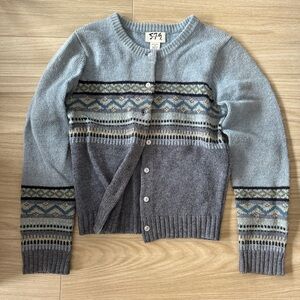 Vintage 579 Gray and Blue Wool Cardigan